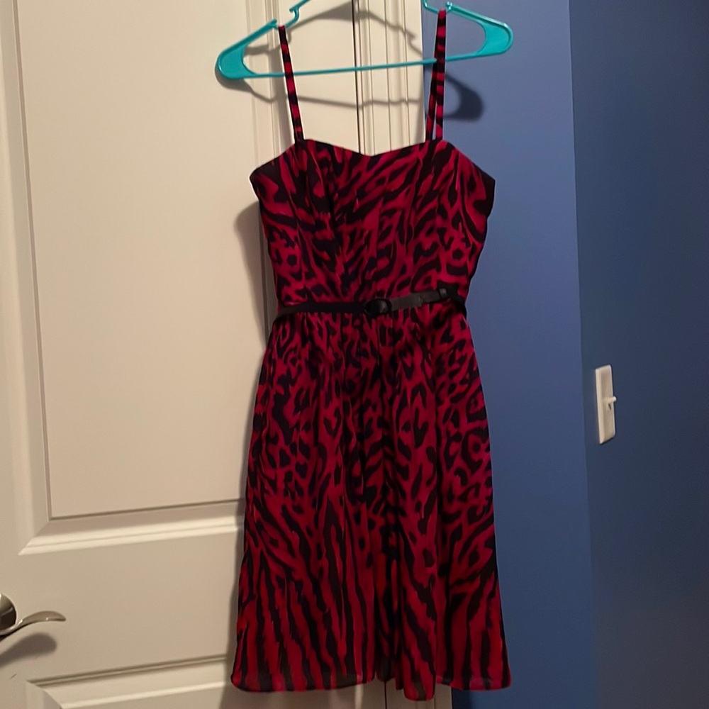 White House black market red leopard print mini dress